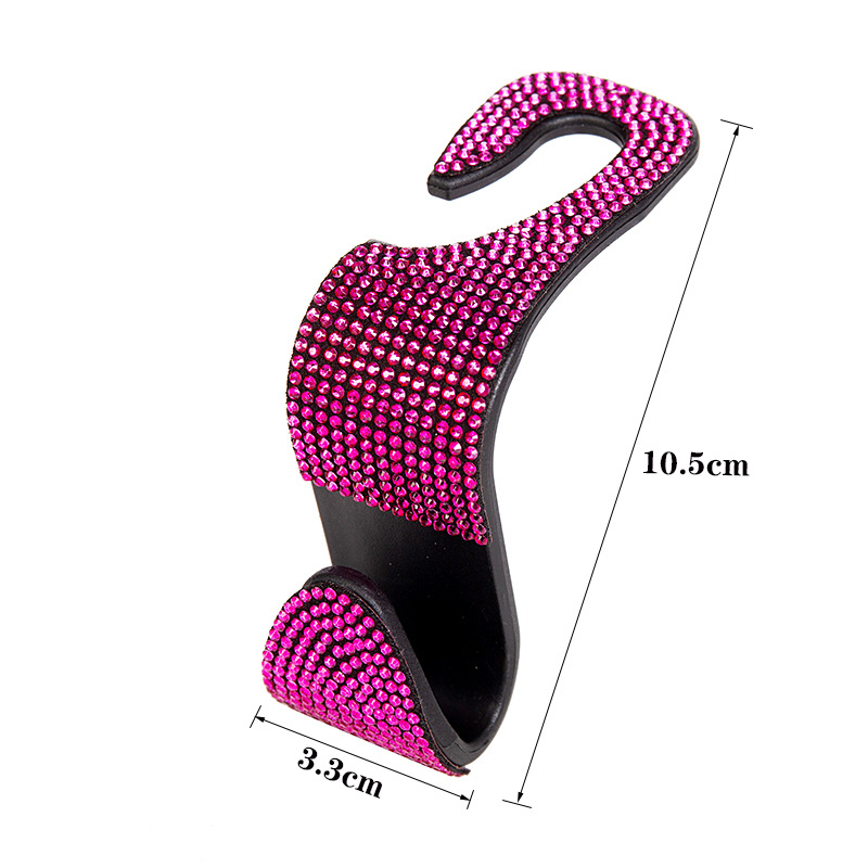 Rhinestone Decor Car Seat Back Hook Hanger Universal Bling Diamond Vehicle Auto Headrest Storage Holder Car Accessories