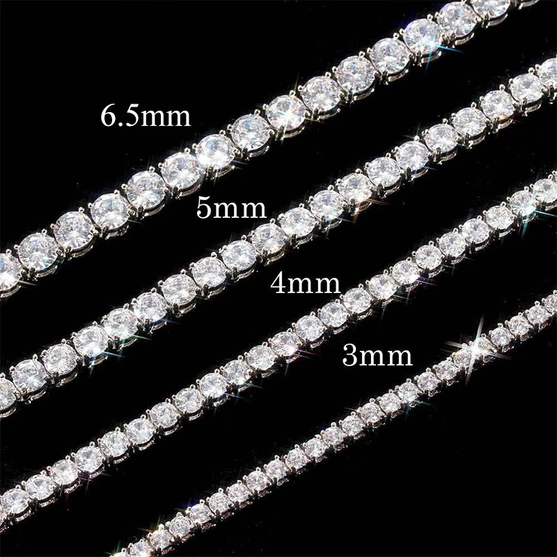 EWYA Real 25345mm Full Tennis Necklace for Women 925 Sterling Silver Diamond Neck Chains Necklaces Fine Jewelry 240515