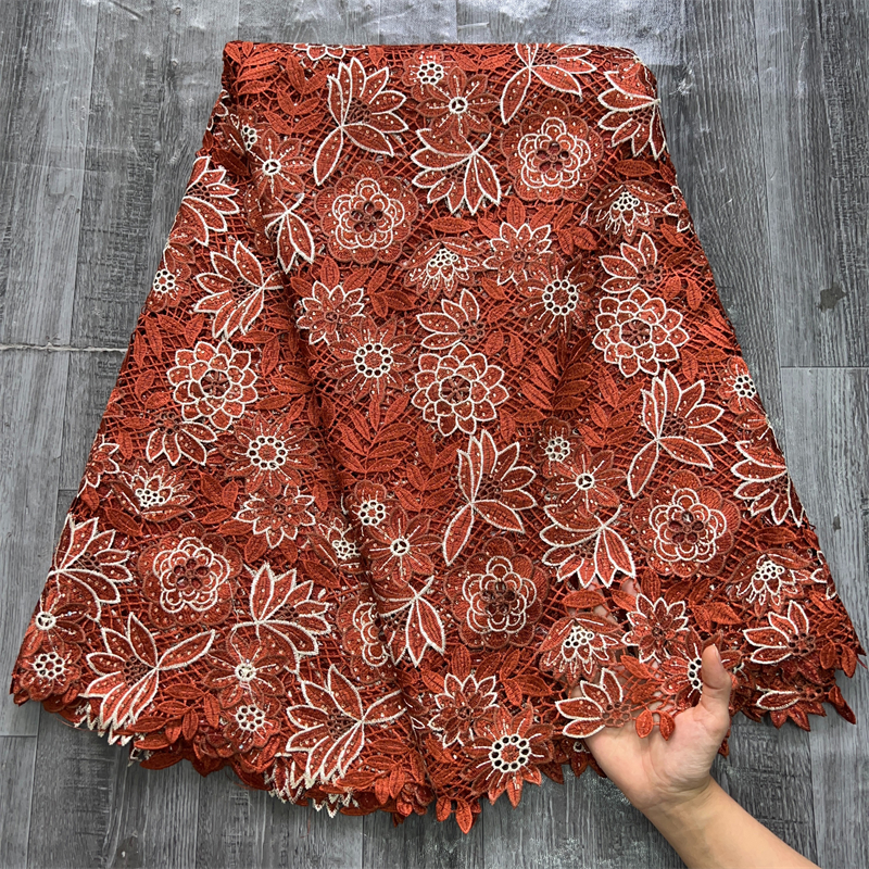 SJD African Fabric 2024 Hot Sale Nigerian Water Soluble Crystal Lace Guipure Cord For Women Dresses