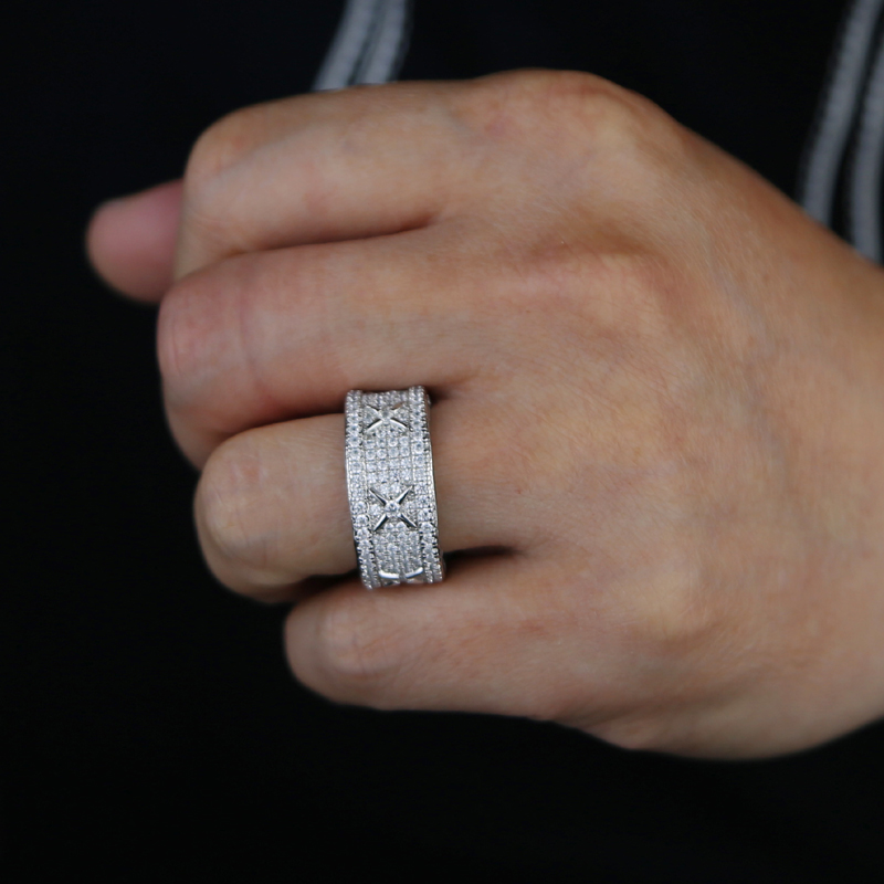 Iced Out Ring: Pave Sier Zirconia Ring for Men and Women