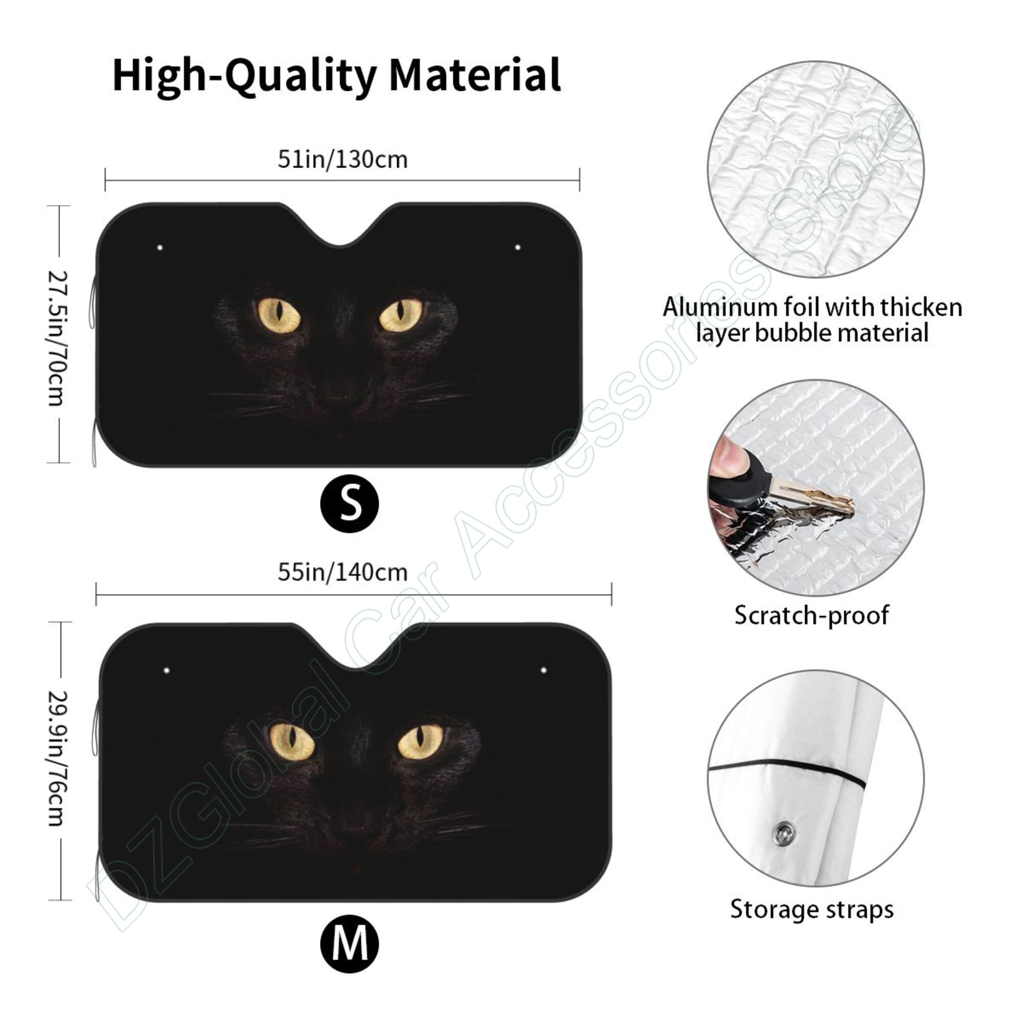 Black Cat Eyes Windshield Sunshade for Car Suv Truck Foldable Uv Ray Reflector Front Window Sun Shade Visor Shield Cover