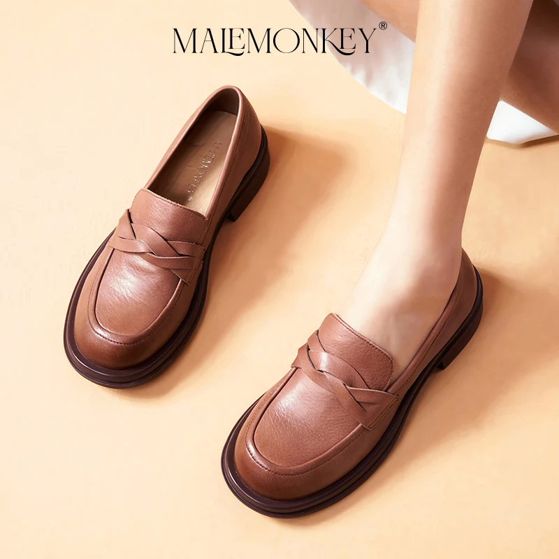 Loafers 2025 Women new Brand Designer Shoes New 2023 Spring Genuine Leather Women Flats Office Shoes Non-slip Female Shoe Handmade