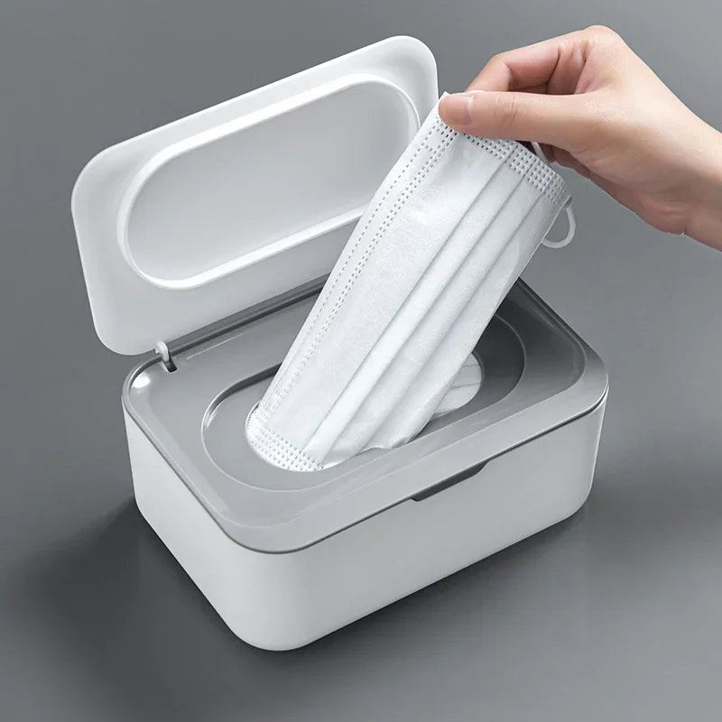 Box Portable Storage Tissue with Lid Dustproof Cover for Wet Wipes Dispenser Home Office Mask Storage Box Sealed Organizer smile
