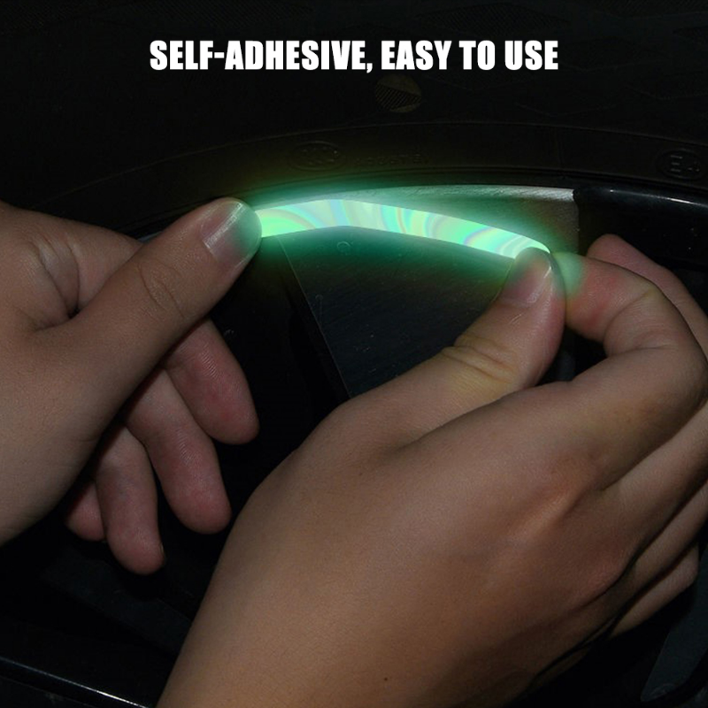 20Pcs Colorful Laser Reflective Strips Car Bike Motorcycle Wheel Hub Sticker Decal Night Driving Safety Luminous Decal Stickers