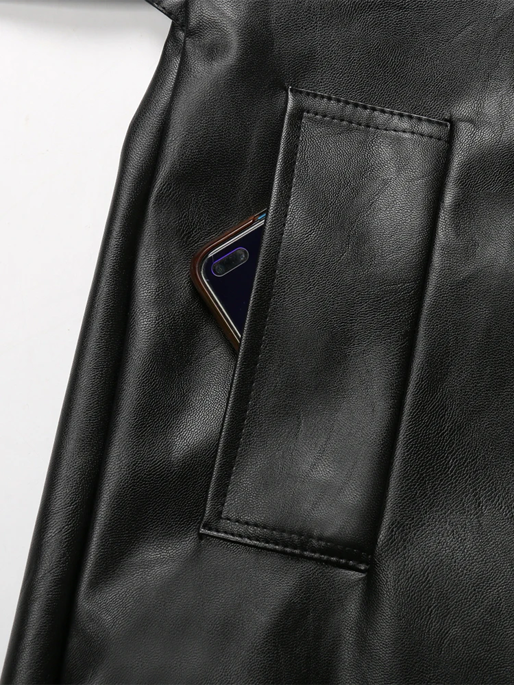Nerazzurri Spring Autumn Long Fitted Black Pu Leather Trench Coat for Women Sashes Luxury Elegant Plus Size Outerwear 4xl 5xl