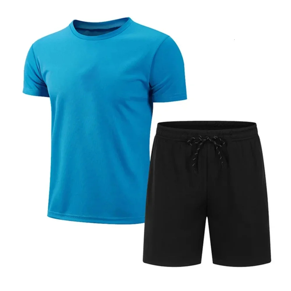 Mens summer quickdrying suit top and womens universal mesh fresh breathable shortsleeved Tshirt shorts 2 sets 240518