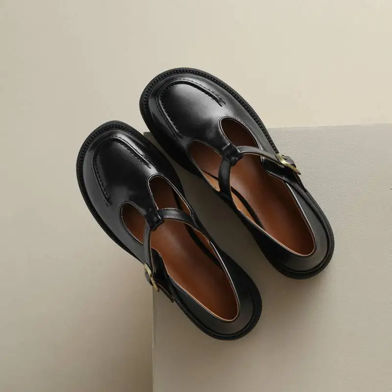 ASILETO Mary Jane 2025 Shoes For Women Round Toe Buckle T-strap new Leisure Plus Size 41 42 43 Solid Cute Concise Girls Student Flats