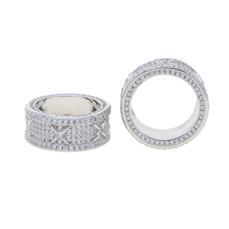 Iced Out Ring: Pave Sier Zirconia Ring for Men and Women
