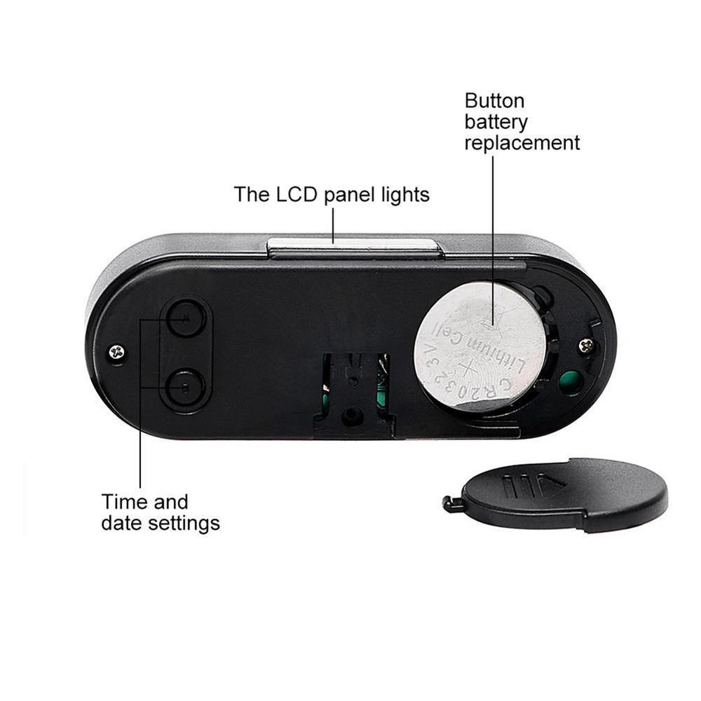 Car Mini Electronic Clock Time Watch Auto Dashboard Clocks Luminous Thermometer Black Digital Display Auto Ornament