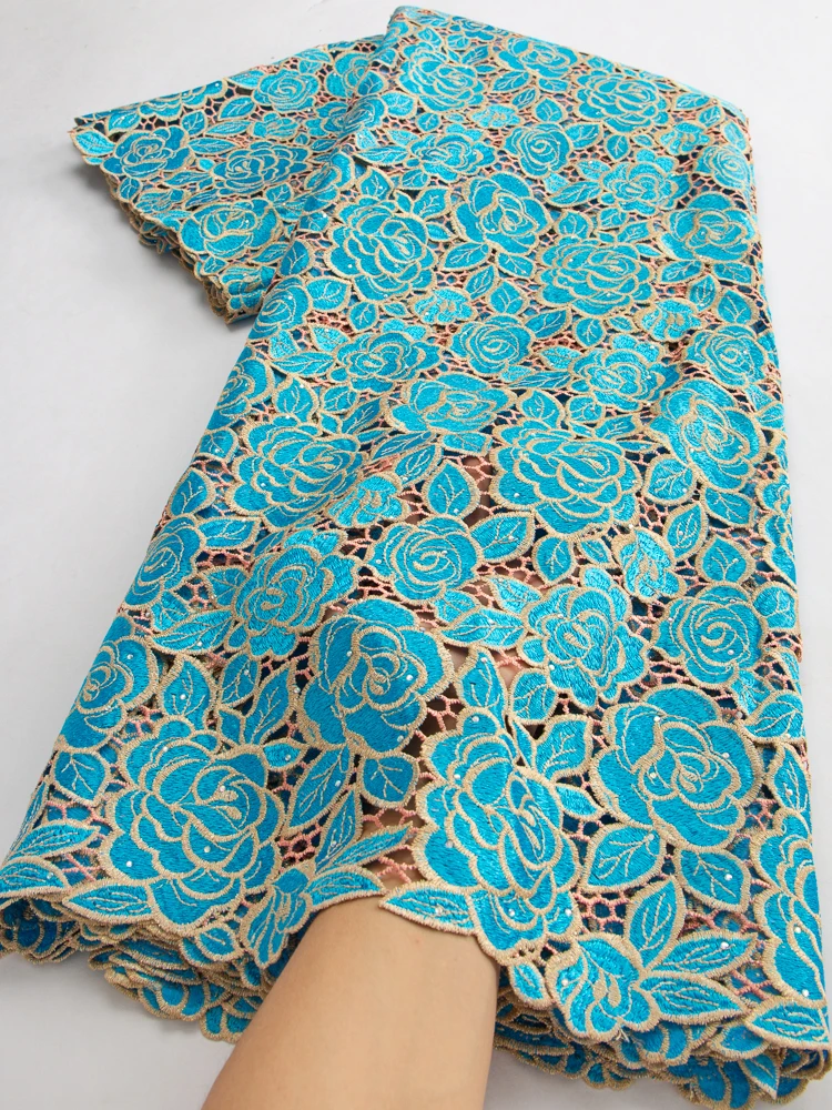 Lace fabric 2024 High Quality African Guipure Cord Lace Fabric Nigerian Water Soluble Lace for Sewing Women Party Dresses TY3572