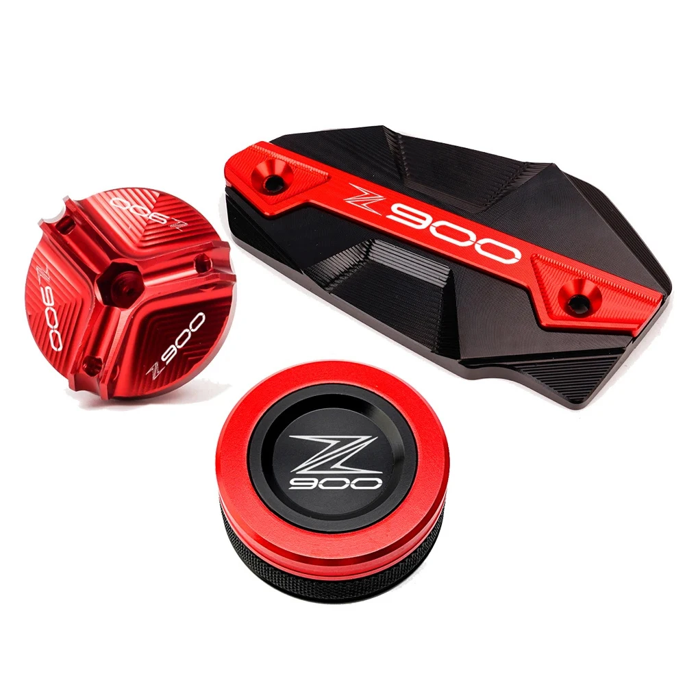 CNC Motorcycle Front Rear Fluid Reservoir Cover Cylinder Brake Cap Oil Filler Plug For Kawasaki Z900 z 900 2017-2022 2023