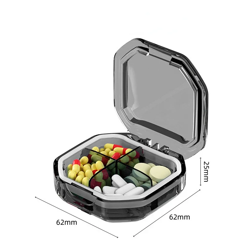 4/6 Grids Organizer Container for Tablets Travel Pill Box with Seal Ring Sealed Organizer Container Portable Pill Cases