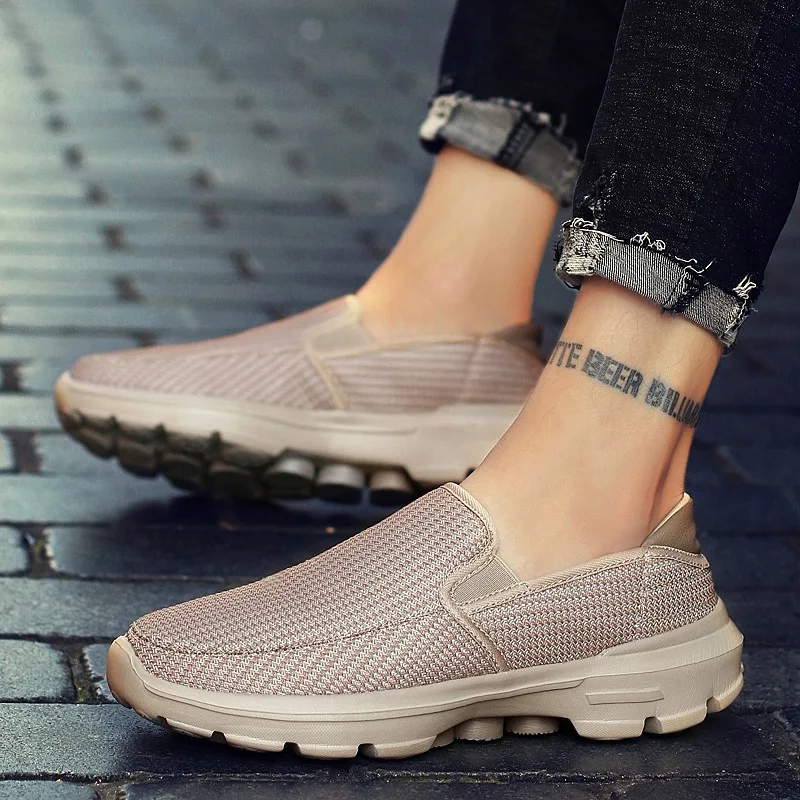 Breathable Loafers Men's Mesh Round Head 2025 Casual Sneakers Large Size new Thick Bottom Lightweight Shoes Zapatillas Para Hombre