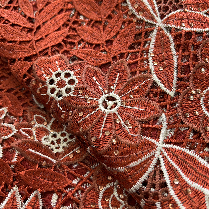 SJD African Fabric 2024 Hot Sale Nigerian Water Soluble Crystal Lace Guipure Cord For Women Dresses