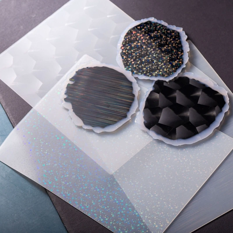 Holographic Silicone Inlay Rainbow-Window Film Holographic Decorative Holo Silicone Sheet Insert for Epoxy Resin Casting
