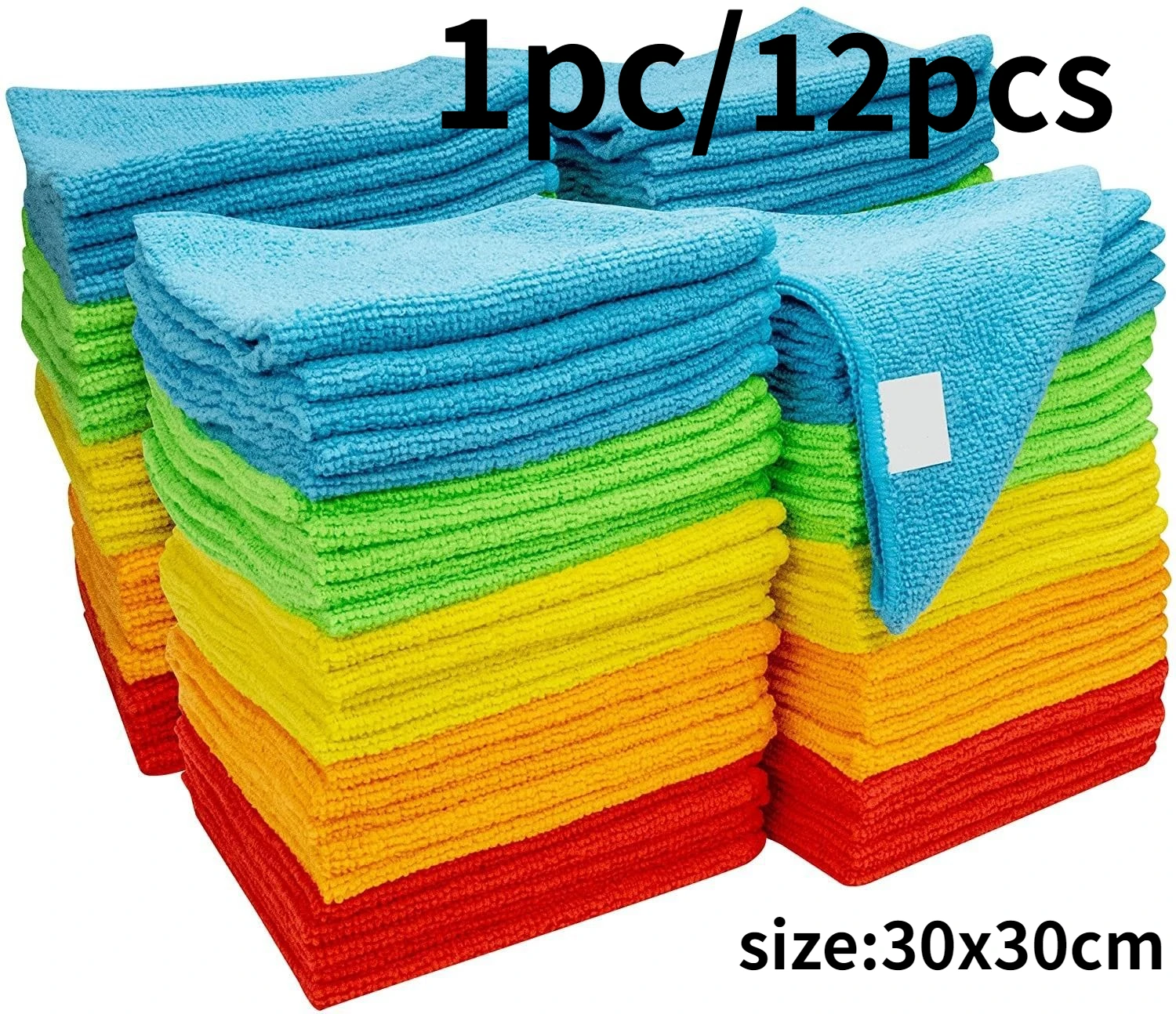 12PCS 30x30CM Car Wash Microfiber Towel Car Cleaning Drying Cloth Hemming Car Care Cloth Detailing Auto Washing Towel Sponge