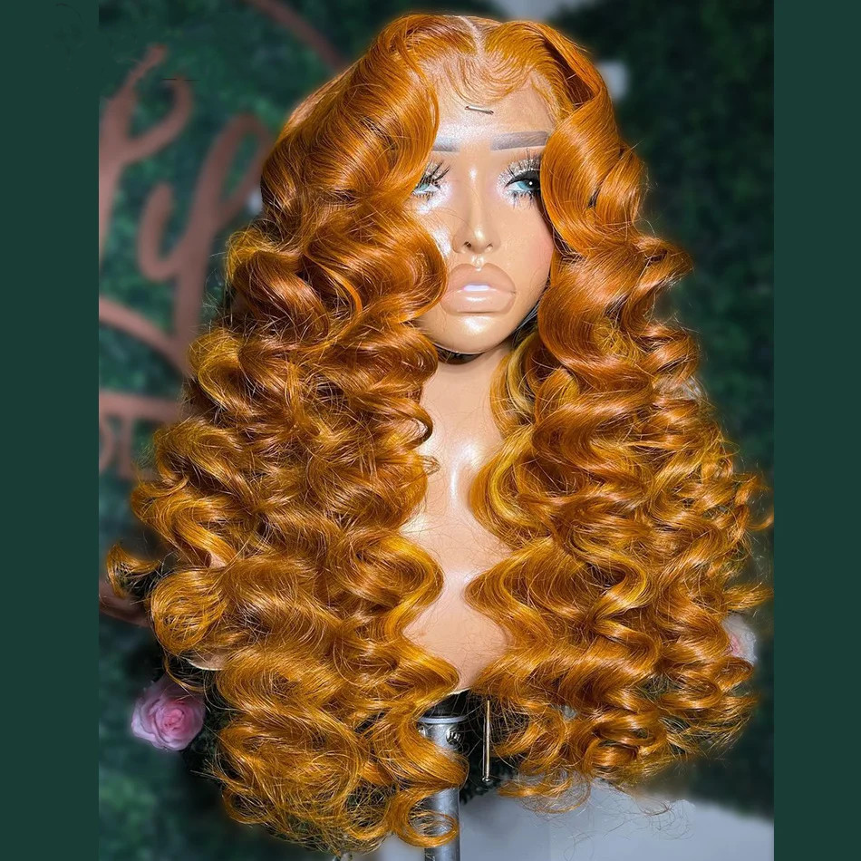 12-30inch Orange Color curly Lace Front Wig Preplucked With Baby Hair Lace Frontal Wigs For Black Women