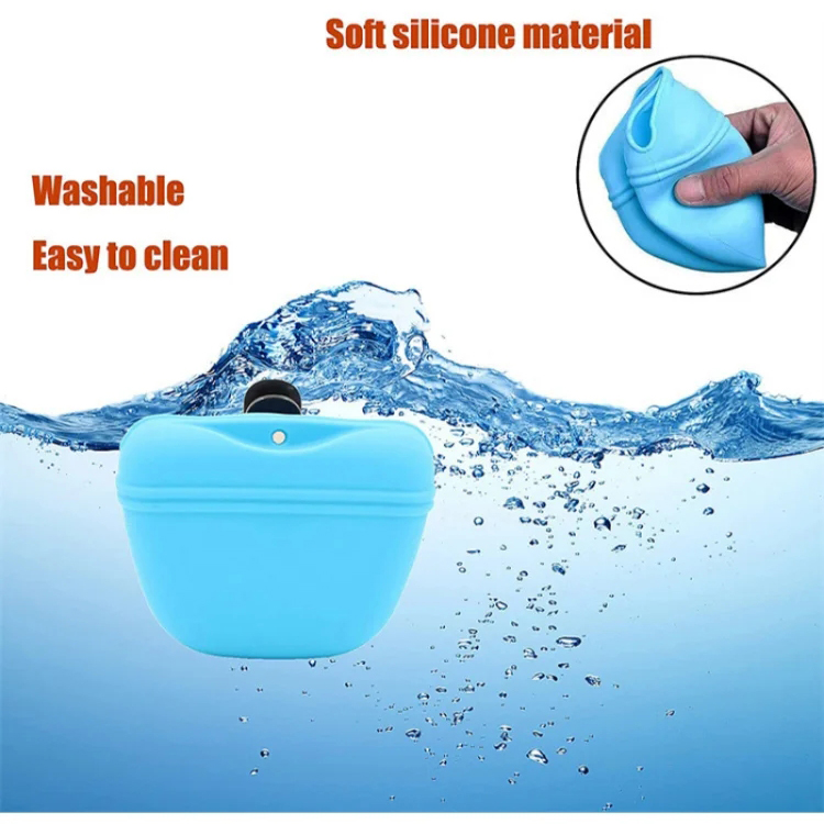 Silicone Pet Dog Training Waist Bag Portable Food Reward Storage Bag Puppy Treat Pouch with Magnetic Clip Pet Outing Supplies