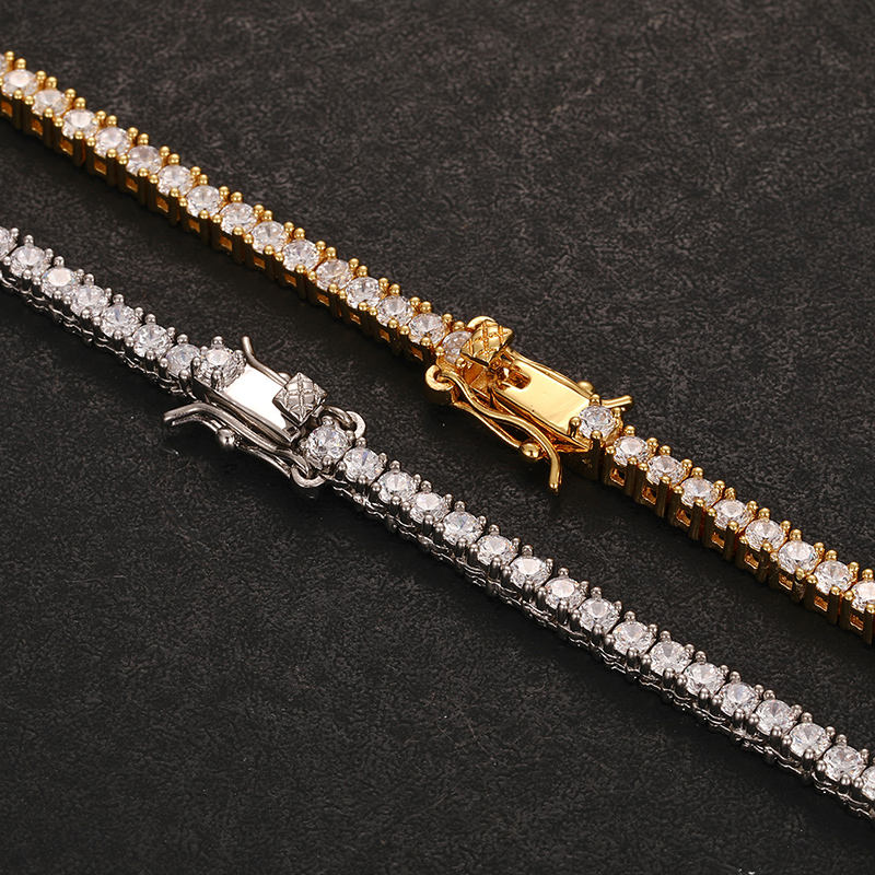 pass dia tester hip hop fashion jewelry custom 2.5mm sterling sier vvs moissanite cluster tennis chain necklace for men women