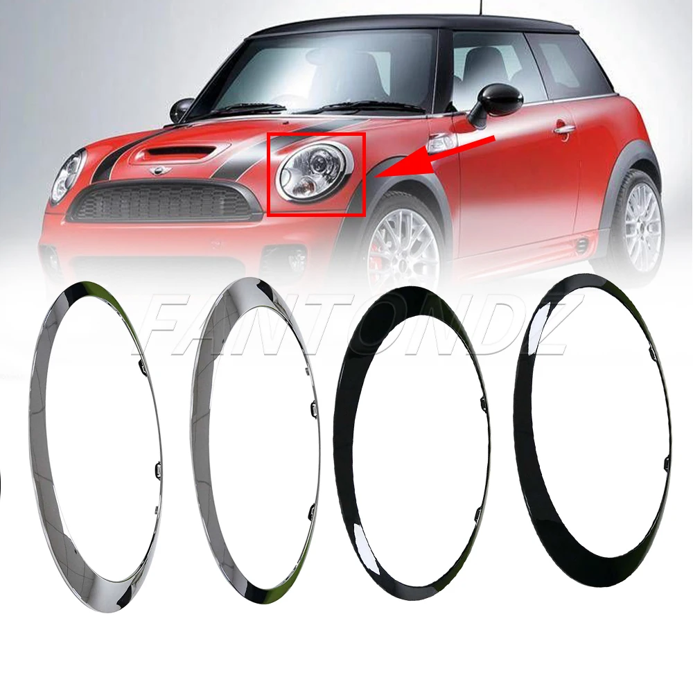 2Pcs Car Headlight Frame For MINI Cooper S R56 R57 R55 Clubman 2007-2015 51137149905 51137149906 Gloss Black/Silver Plated