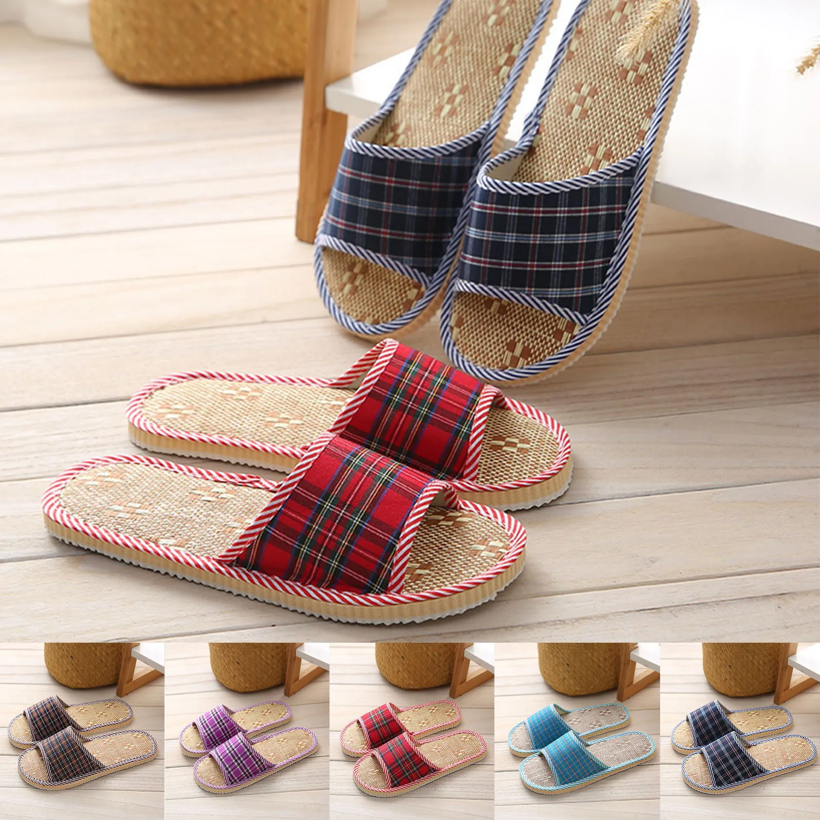 Women Indoor Floor Flat Shoes Spring Autumn Linen Flip Flops Home Slippers Female Slipper Comfortable Zapatillas de hombre 2023