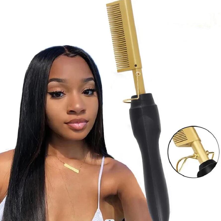 2 in 1 Electric Hot Heating Hair Brushes Comb Hair Straightener Curler Wet Dry Hair Iron Straightening Brush Hair Styling Tool