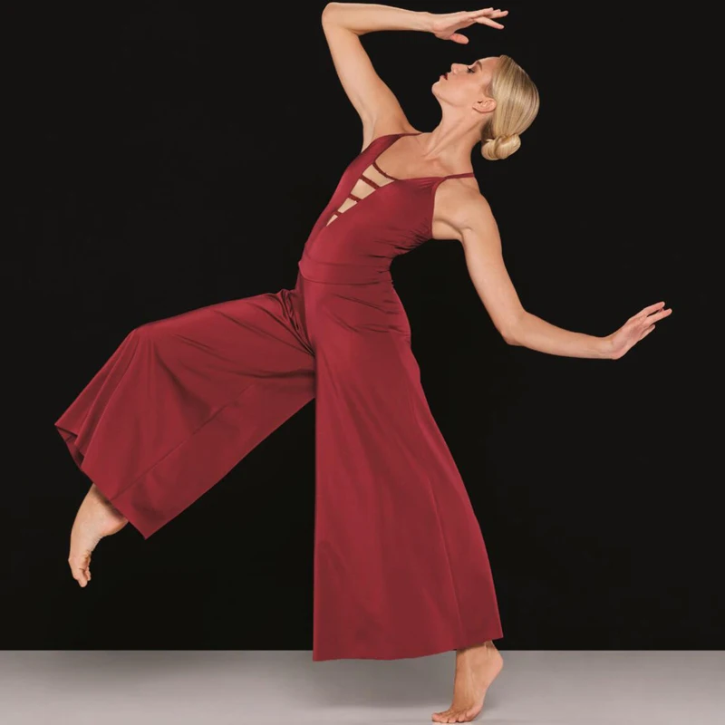 MiDee 2 Piece Dance Outfit Contemporary Costume Leotard Mesh Culotte Bodysuit Stage Performance Wear Clothes Customized