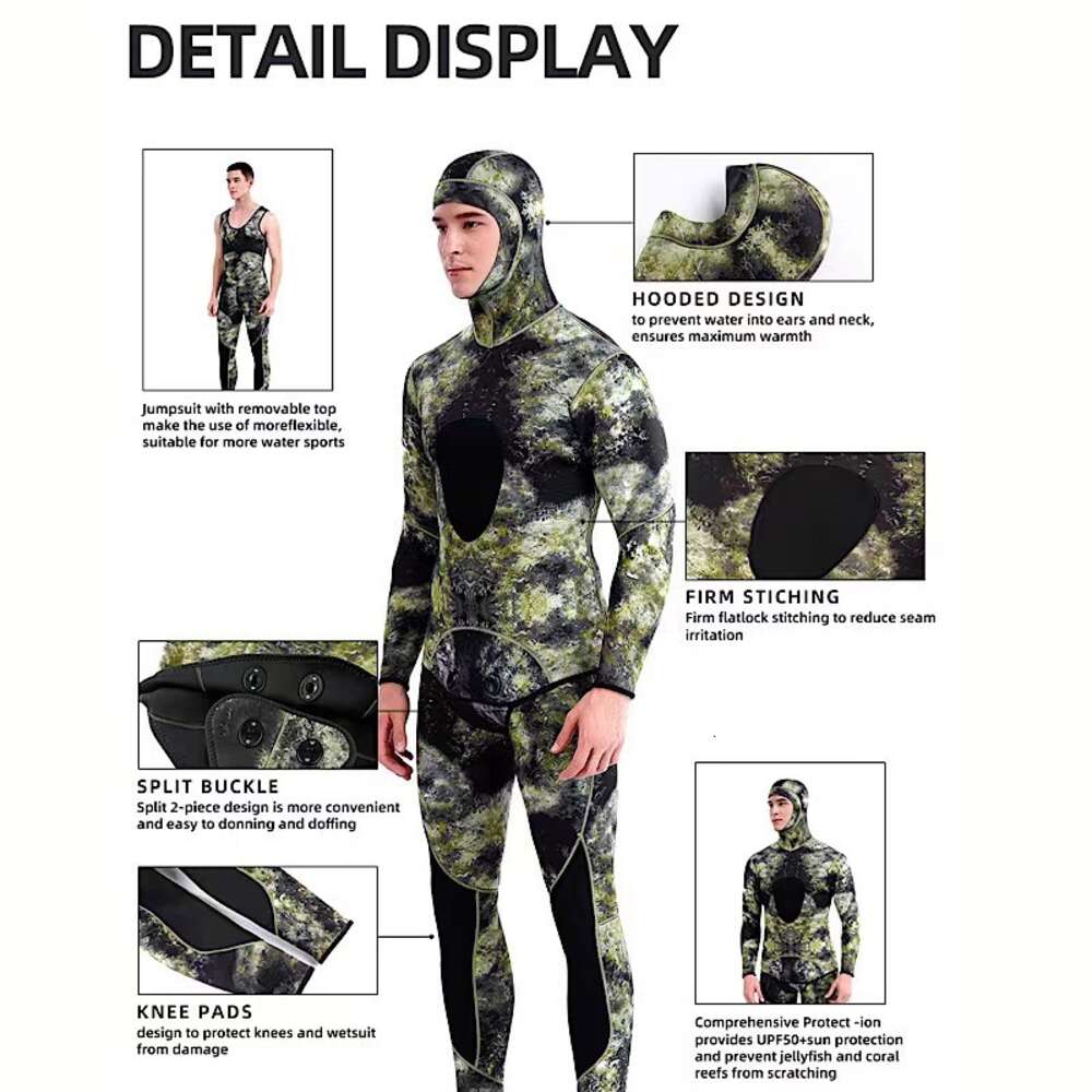 Ddmytiger New MM Fish Hunting Camouflage Chloroprene Rubber Split Diving For Men S Cold And Warm Free Surfing Suit H