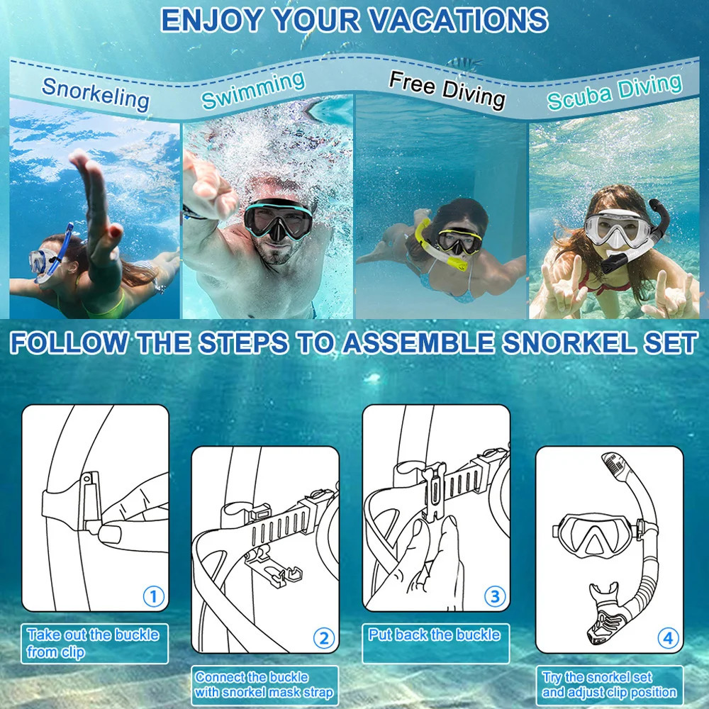 Dry Snorkel Tube Easy Breath Scuba Diving Splash Guard Top Swimming Underwater Equipment For Adults Kids Men Women Youth 240506