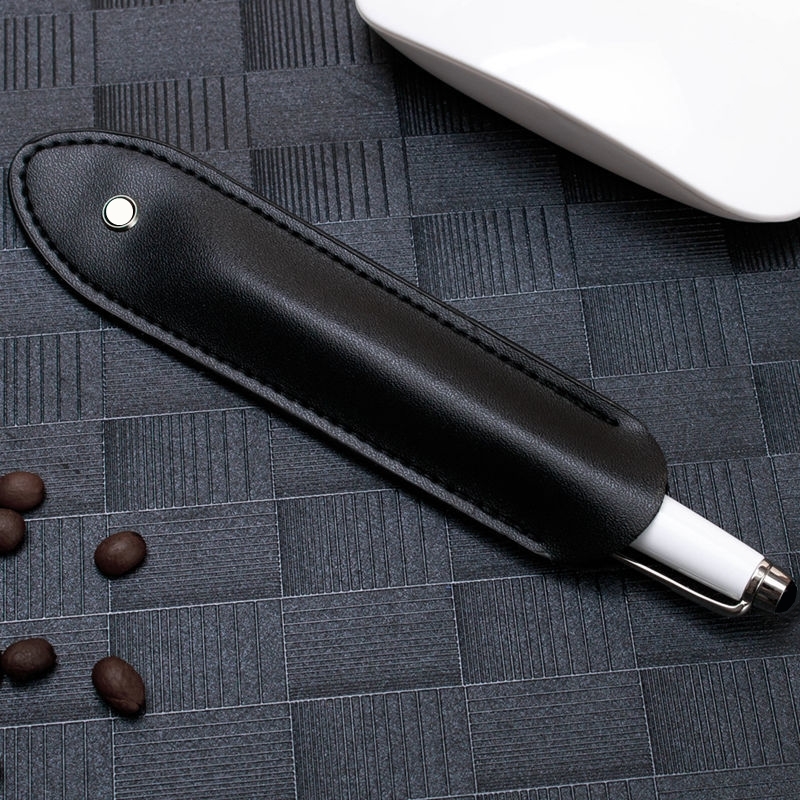 Luxury MB Black Leather Pen Case Single & Double Pens Holder High Quality Office School Stationery Supplies Pencil Bag As Gift