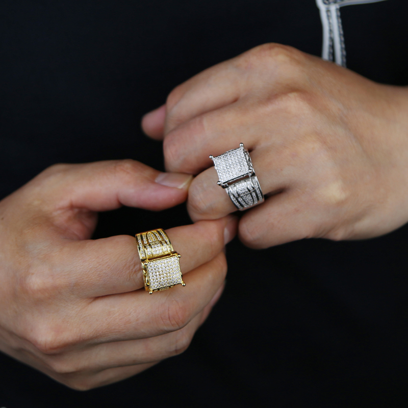 New Square Heart Ring: Iced Out Cubic Zirconia Bg CZ Ring for Men