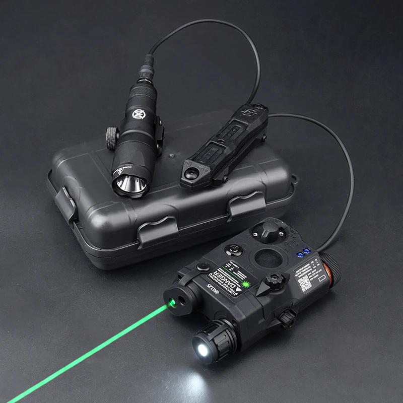 Tactical PEQ 15 Green IR Laser + M300 A WADSN Flashlight + Remote Dual control Pressure Switch Red Dot Ray Hunting Battery Box