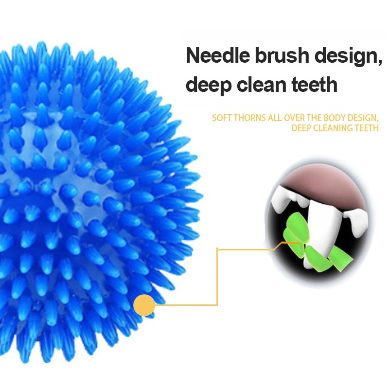 Dog Interactive Toys Pet Cat Puppy Sounding Toy Polka Squeaky Tooth Cleaning Ball TPR Training Teeth Chewing Thorn Balls Accessories H250210Q1SC