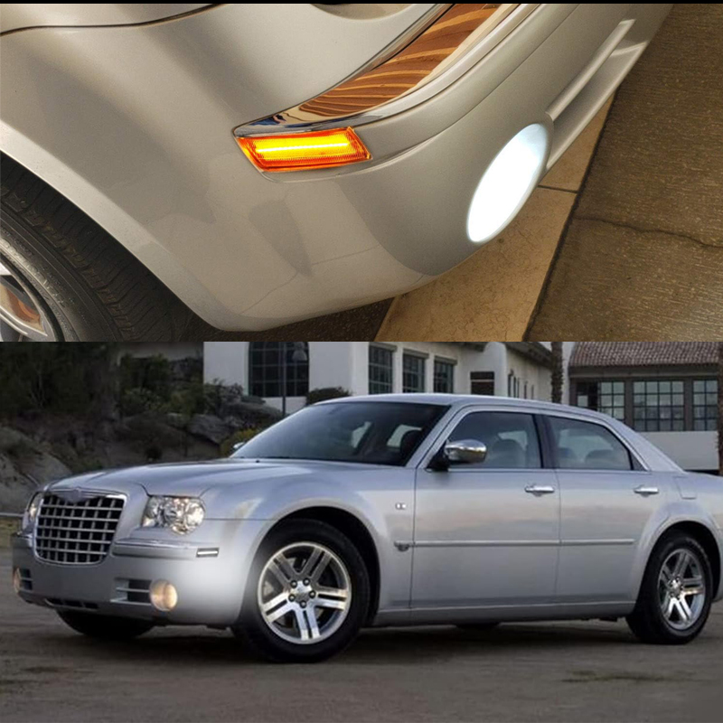 2PCS LED Side Marker Light Amber Front Bumper Turn Signal Light For Chrysler 300 300C white LED Driving Lights/Parking Lights
