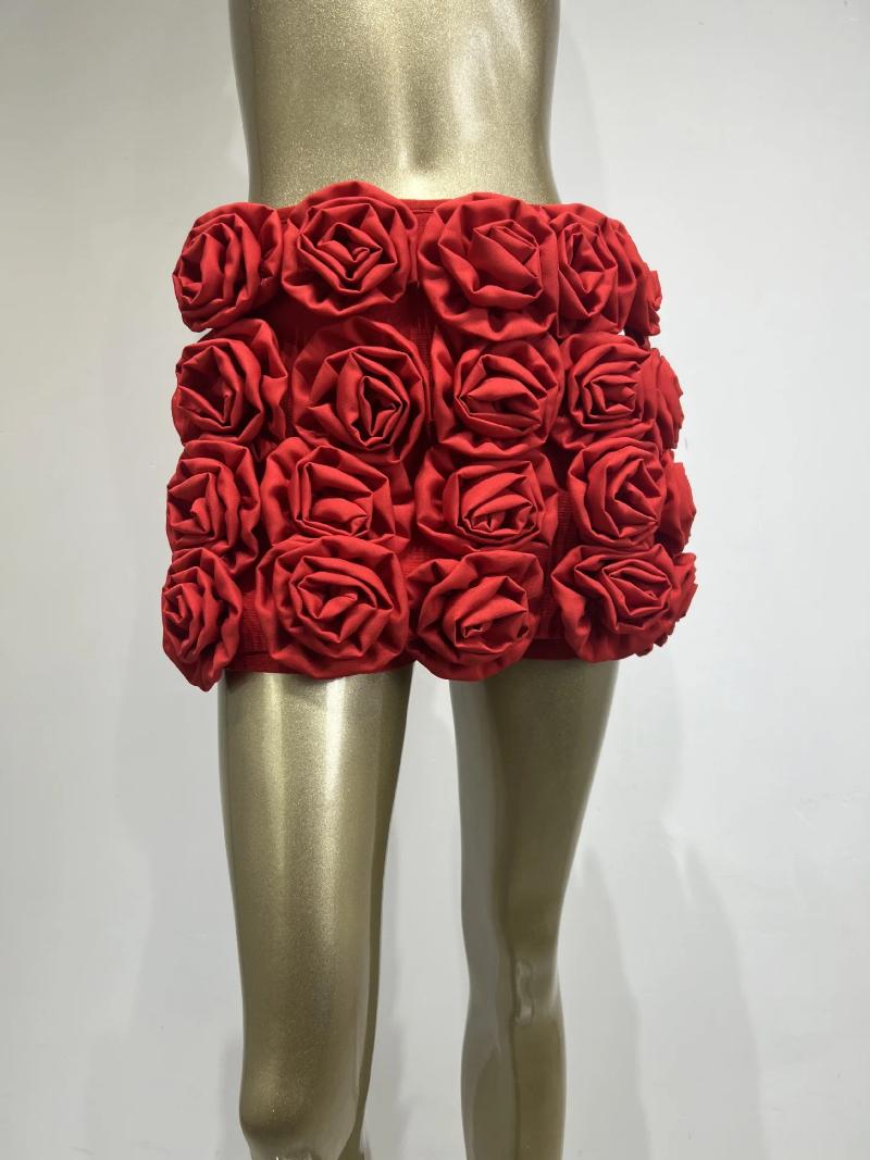 Casual Dresses Cross-Border 2024 Flower Bandage High Waist Shorts European And American Hipsters Street Party Pants