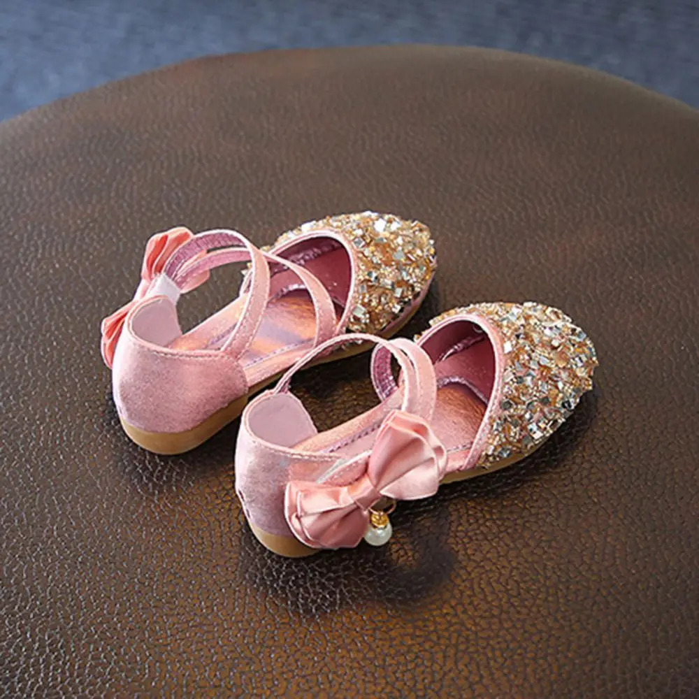 Summer Children Girls Princess Shoes Glitter Kids Baby Bow Mary Janes Dance Shoes Casual Toddler Baby Girl Sandals 240513