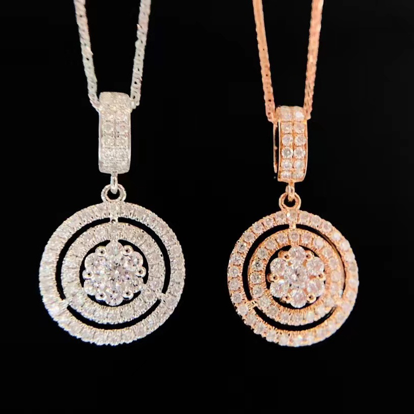 Sterg Rose Gold Topaz | Sier Circle Pendant Necklace for Women