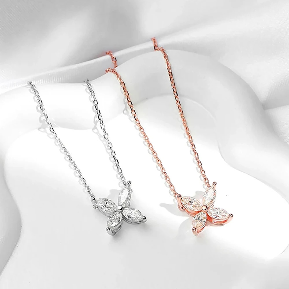 Serenity 12cttw 36mm Marquise Cut All Necklace For Women S925 Silver 4 Stones Horse Eye Diamond Pendant 240515