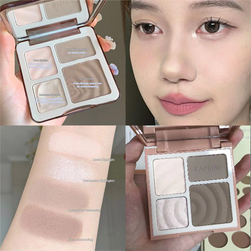 Four-color Highlighter Contour Palette illuminator Makeup 3D Bronzer Matte Contour Powder Rose Blush Highgloss Palette Cosmetics