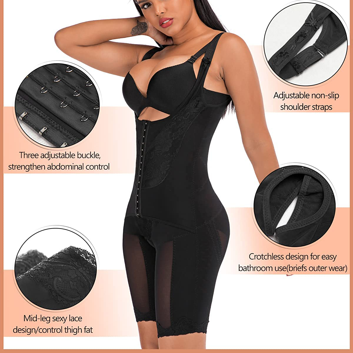 Shaper de corpo inteiro para mulheres, cinta modeladora, controle de barriga, cueca emagrecedora, shaper de cintura sem costura, espartilho bumbum lif