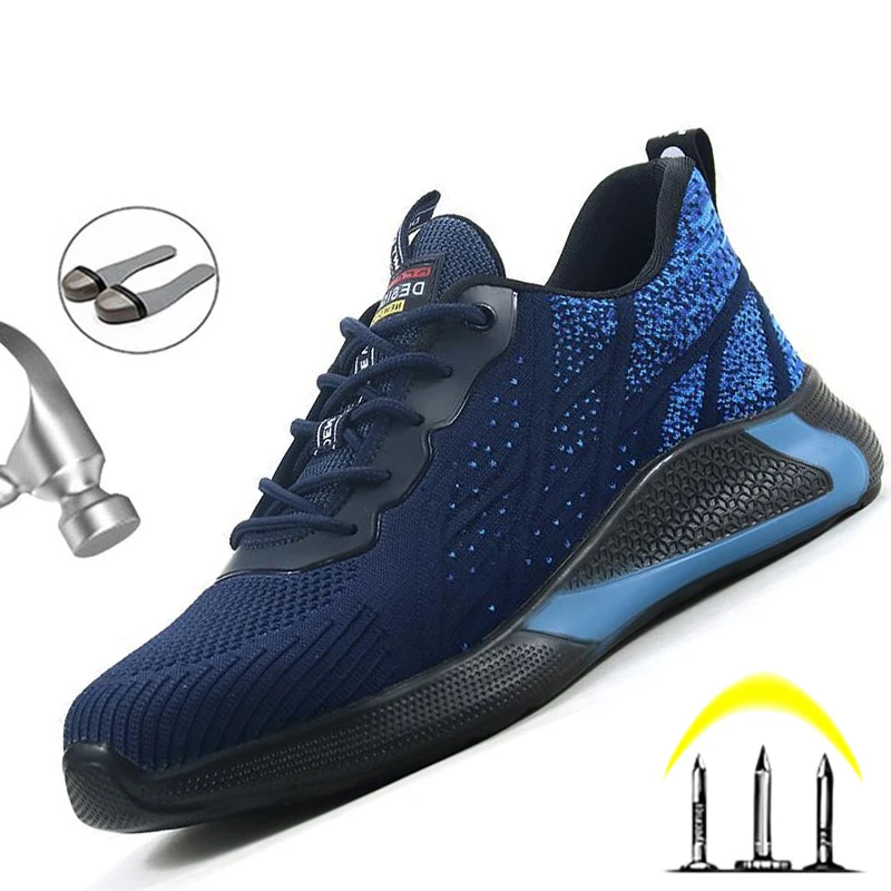 Work Safety Shoes Men Indestructible Sneakers Work Shoes Male Security Steel Toe Shoes Puncture-Proof Work Sneakers Safety Boots