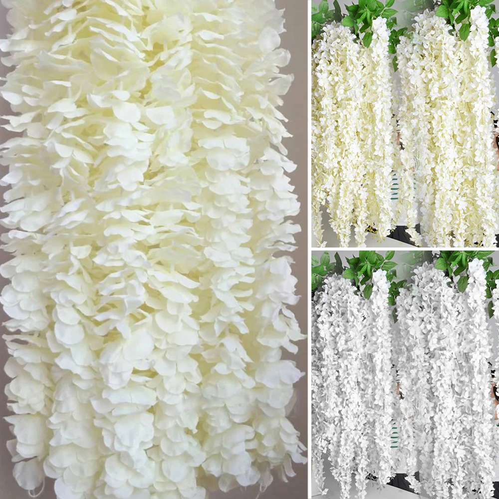 20Pcs Artificial Wisteria Flowers Hanging Garland Vine Rattan 2025 Fake new Flower String Silk Flowers Home Garden Wedding Decoration