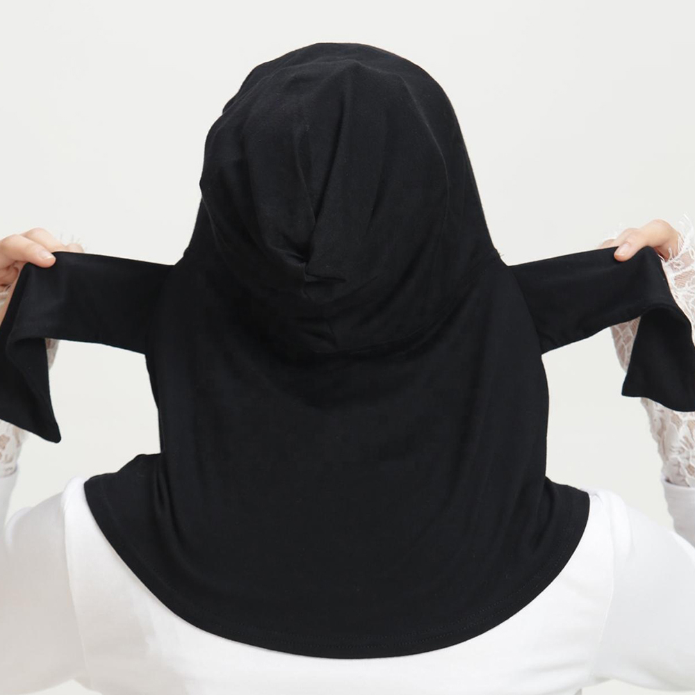 Turkish Ready to Wear Hijab with Snap Fastener Muslim Headscarf Bonnet Plain Neck Head Shawls Women's Turban Hat Islam Under Cap