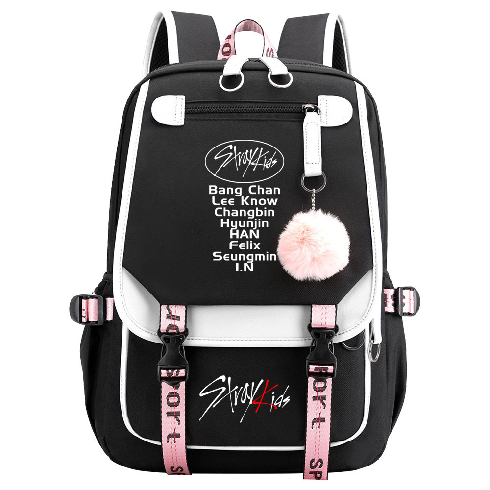 New Stray Kids Girls Boys USB Backpacks Anime School Book Bags Teenager Canvas Laptop Backpack For Women