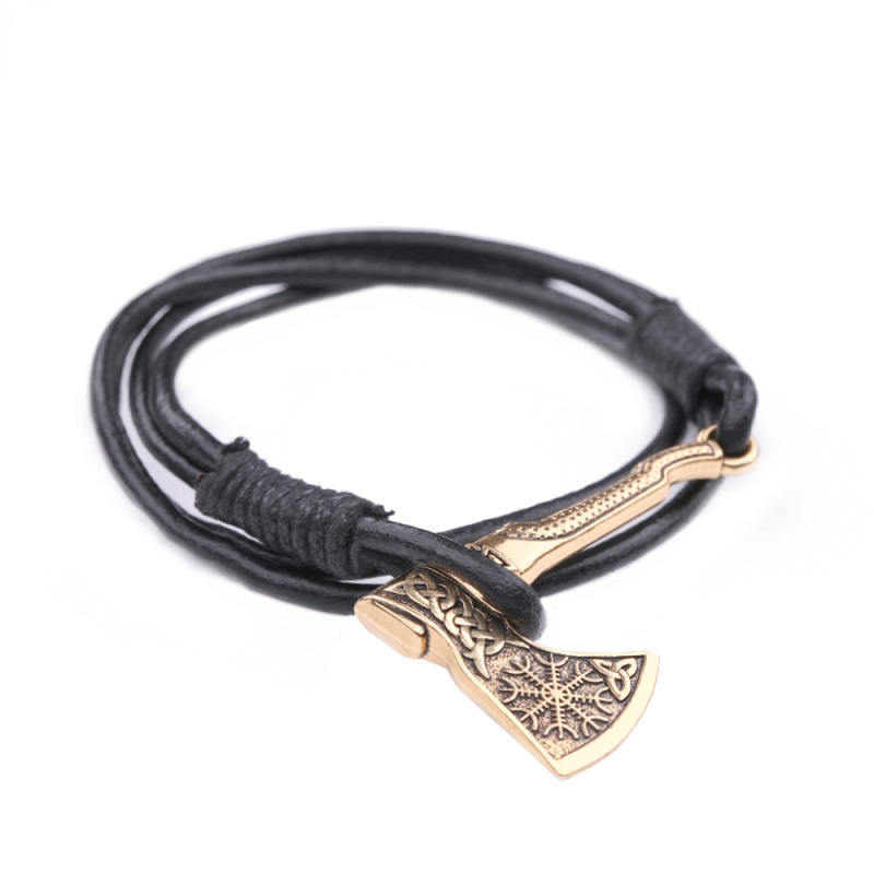 Rock Leather Axe Bracelet for Men Multi-layer Leather Hand-woven Bracelet Jewelry Bracelet for Men Accessories