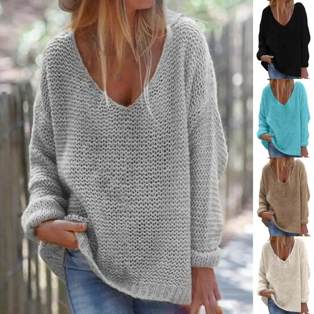 Trendy Autumn Sweater Comfortable Knitted Top Casual Loose Fit Women Autumn Sweater All-Match