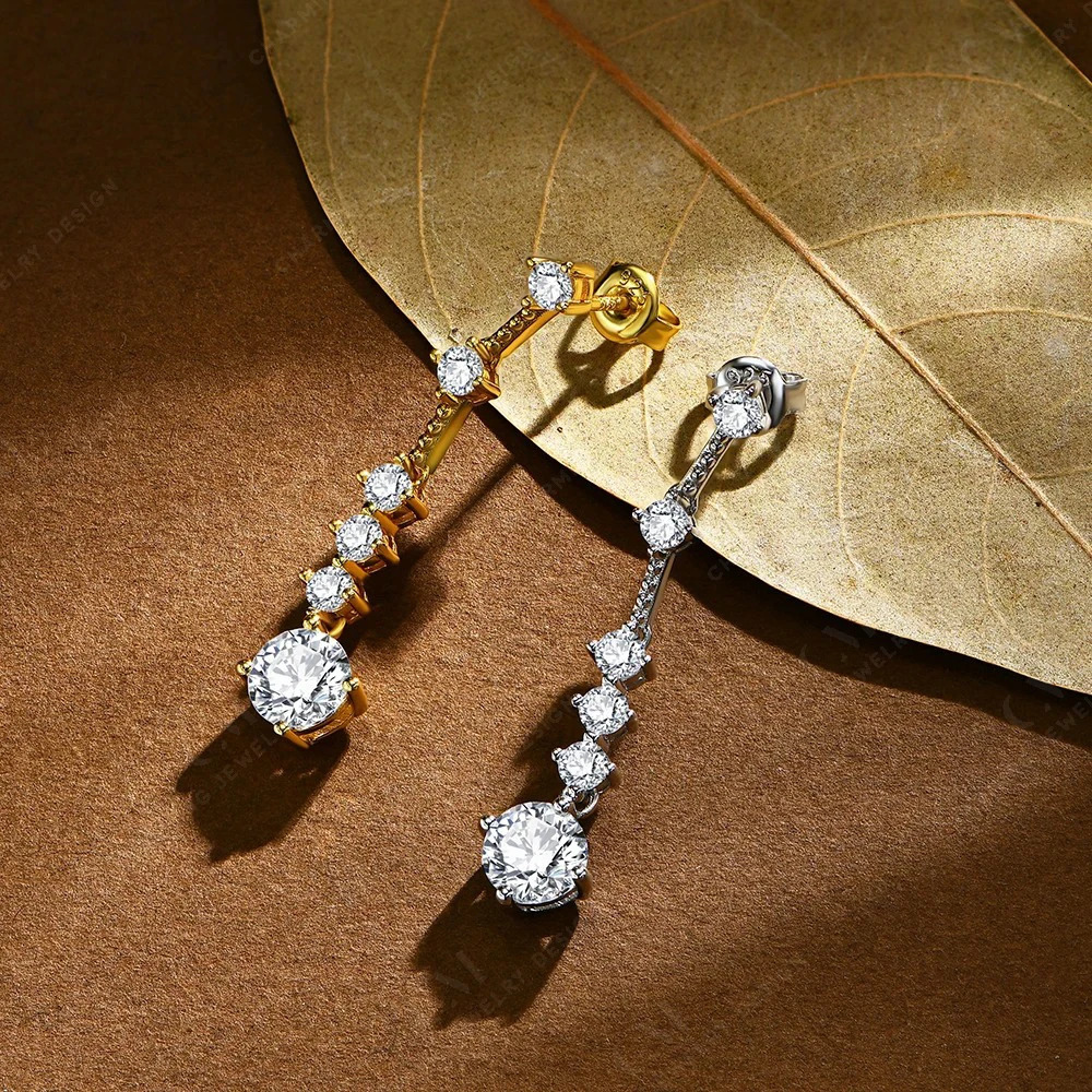 CHARMING Classic D VVS1 Color S925 Silver Earrings For Women Diamond Engagement Wedding Jewelry Gifts With Certificed 240515