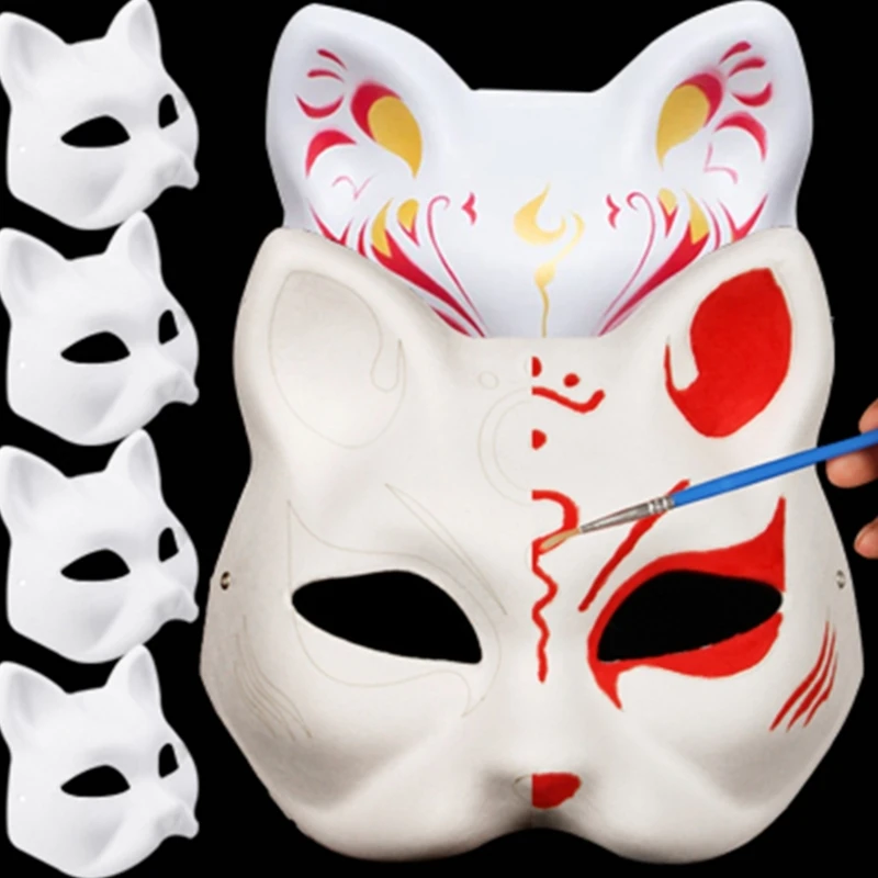 DIY Cat Mask Half 2025 Face Mask Hand-Paint Foxes Mask Masquerade Mask for new Halloween H9ED