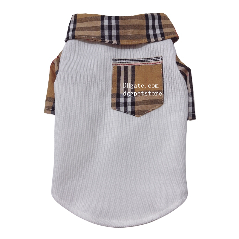 free shipping ic Plaid Pattern Cotton Pet T-shirt Apparel Designer Dog Clothes for Small Dogs, Breathable Soft Puppy Costume Poodle Yorkie Corgi Pullo