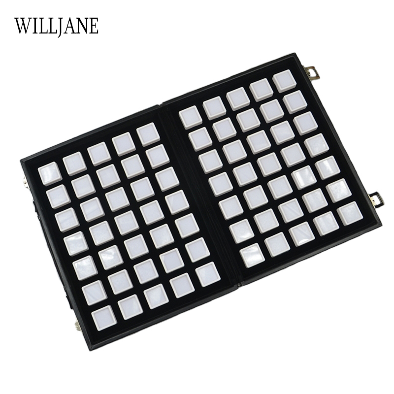 Portable Travel Gemstone Storage Case Gem Jewelry Display Box 70pcs Stone Holder Organizer Loose Diamond Carrying Bag PU Leather